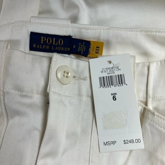 Polo Ralph Lauren Womens Straight Leg Cargo White Trousers Size 6 - Picture 13 of 14
